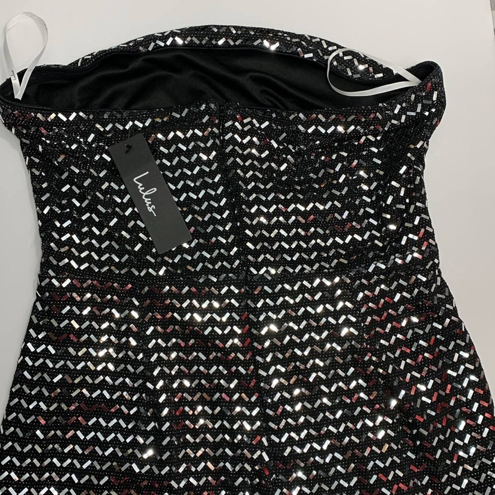 Lulus Feeling Flashy Black and Silver Sequin Cutout Bodycon Mini Dress - Picture 7 of 7